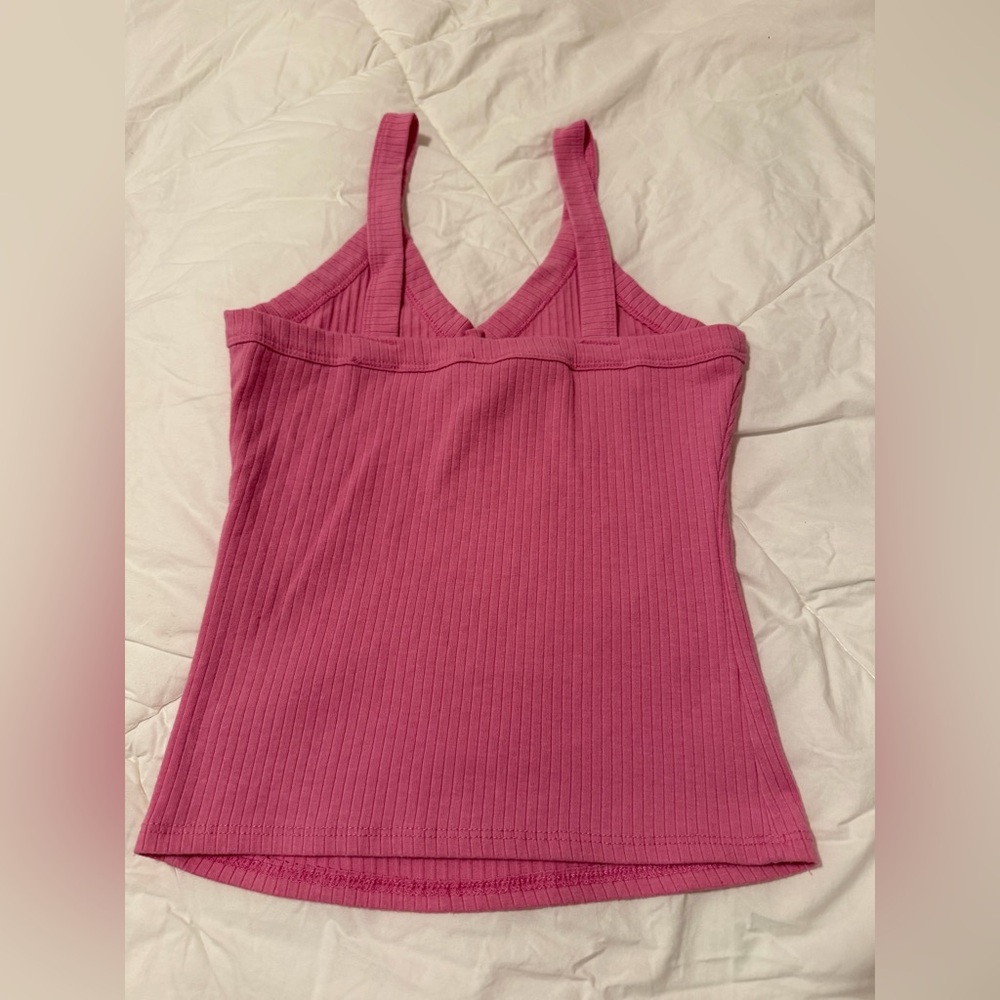 Full Tilt Pink Ribbed Tank Top Small - Picture 2 of 3